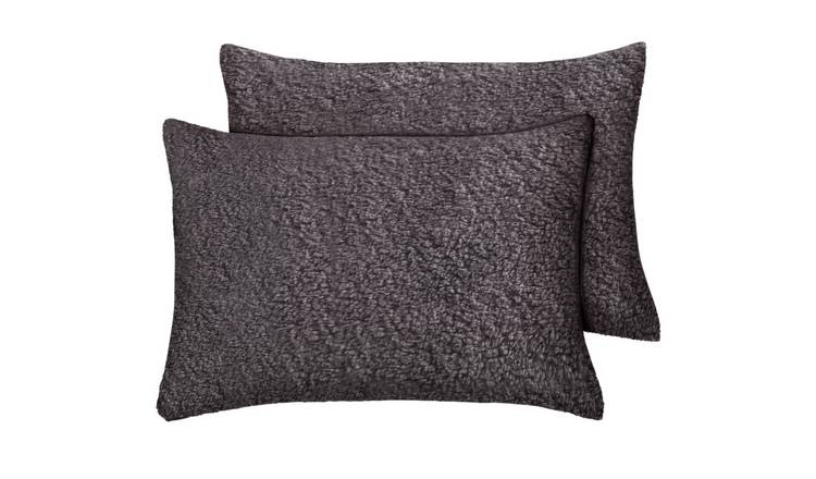 Argos Home Fleece Standard Pillowcase Pair - Grey