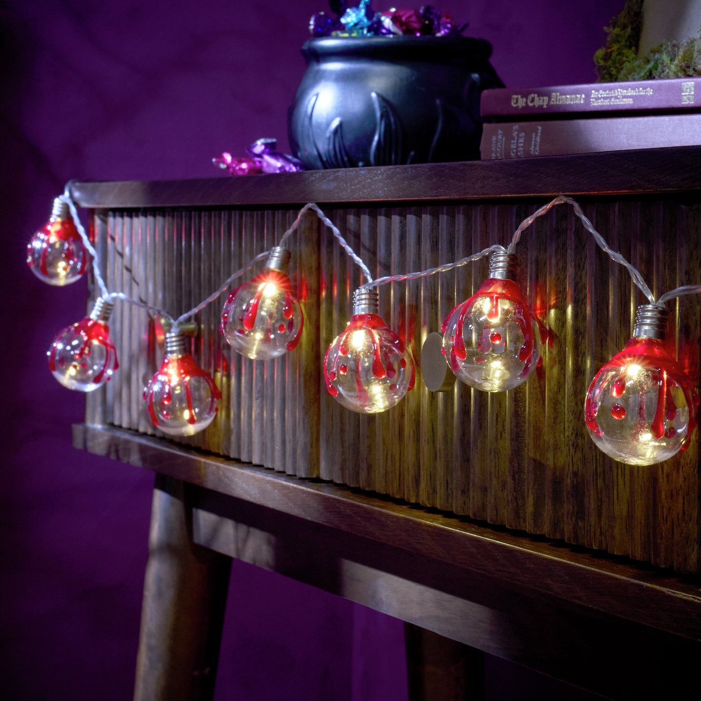 lifestyle shot of Argos Home Dripping Blood Bulb String Lights