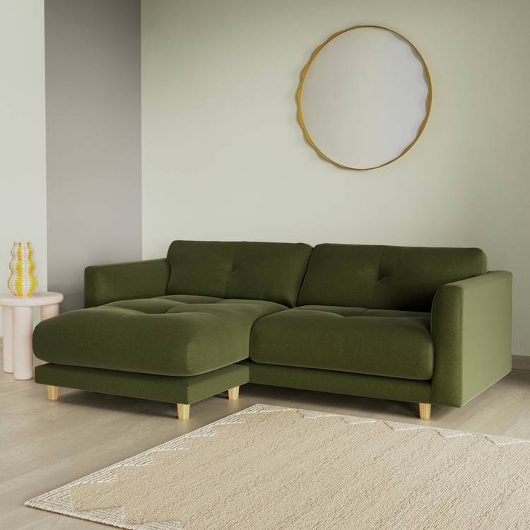 Habitat Emely Reversible Chaise Sofa - Moss Green - Ash Leg 0
