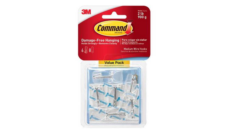 Command Clear Hooks, Medium, 6 Hooks, 12 Strips/Pack 