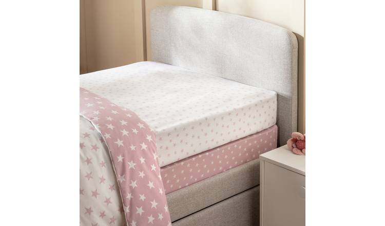 Argos Home Nursery Pink Star 2 Pack Fitted Sheet - Single