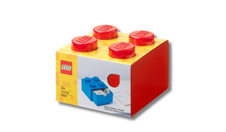 LEGO Desk Drawer 4 Knobs - Red
