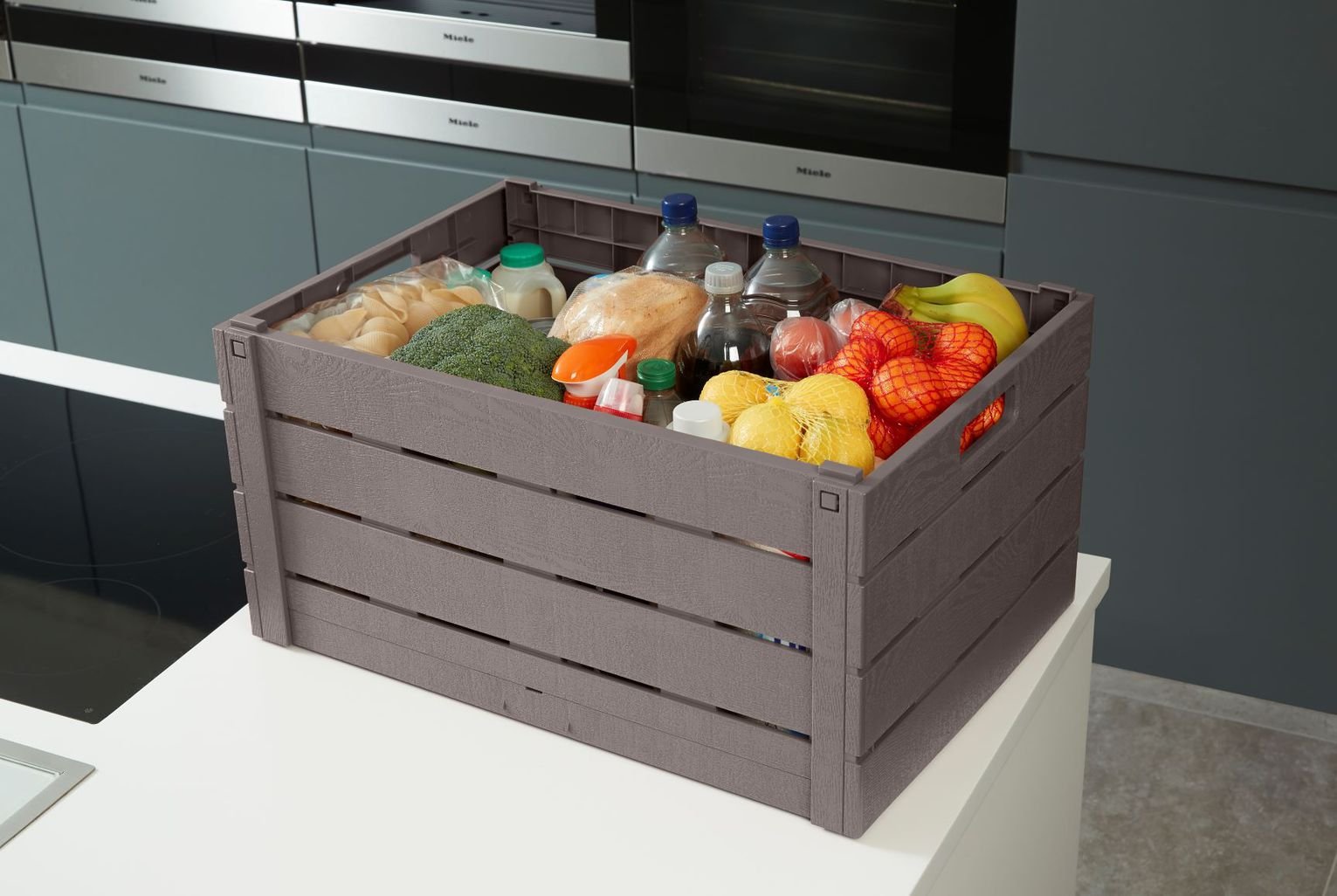 Strata 60 Litre Wood Effect Folding Crate - Taupe