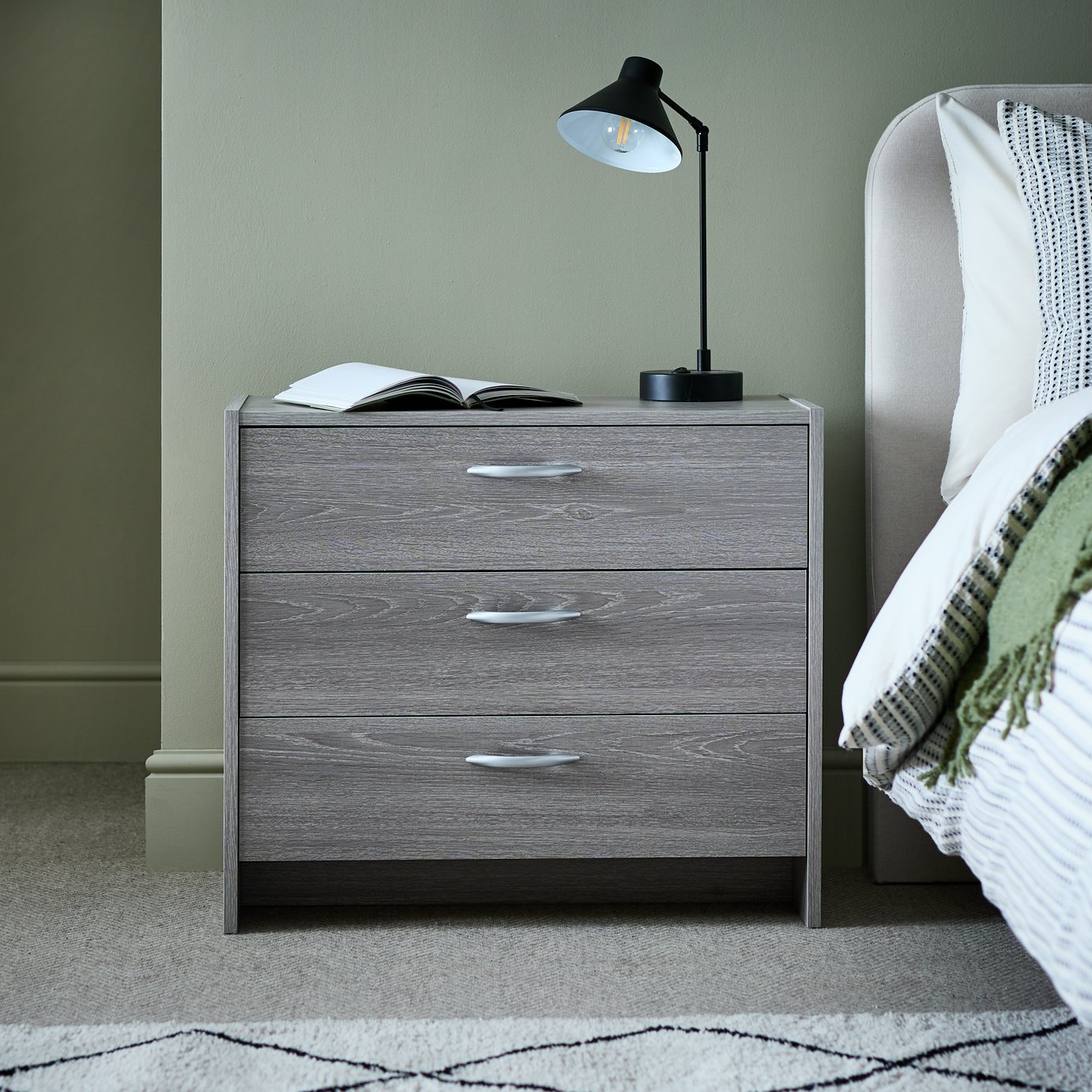 Argos Home Seville 3 Drawer Chest - Grey Oak Effect