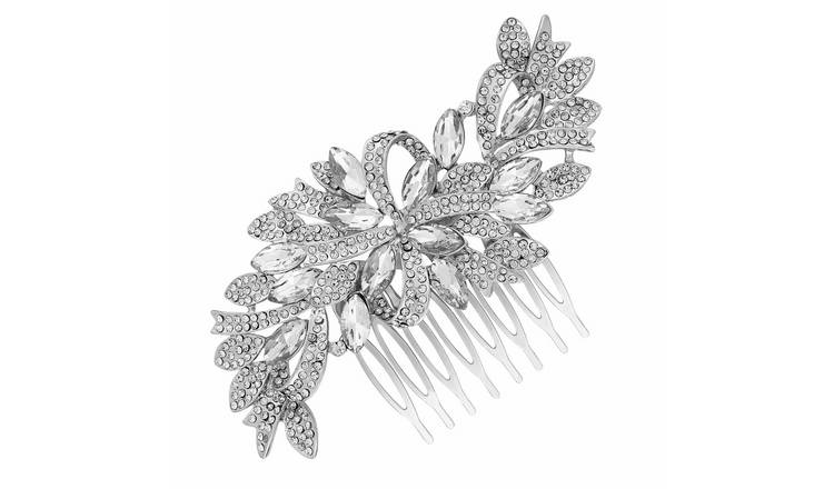Jon Richard Silver Plated Crystal Swirl Hair Comb