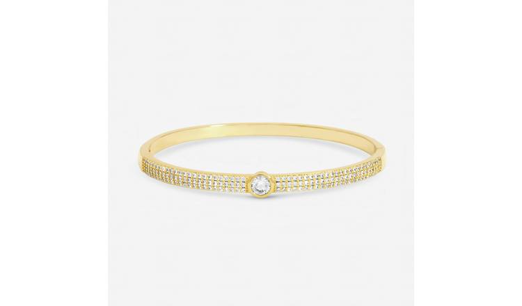Jon Richard Gold Plated Crystal Pave Stone Bangle