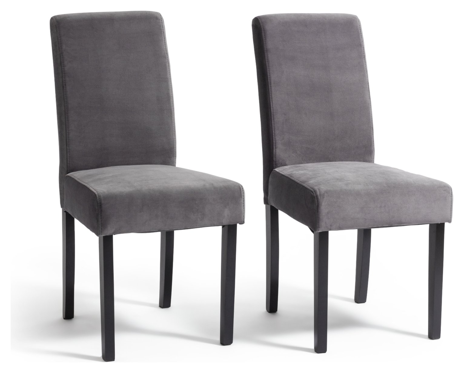 Argos Home Pair of Midback Velvet Dining Chairs - Grey