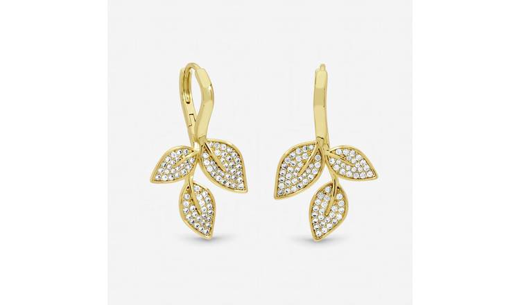 Jon Richard Gold Plated Cubic Zirconia Leaf Stud Earrings