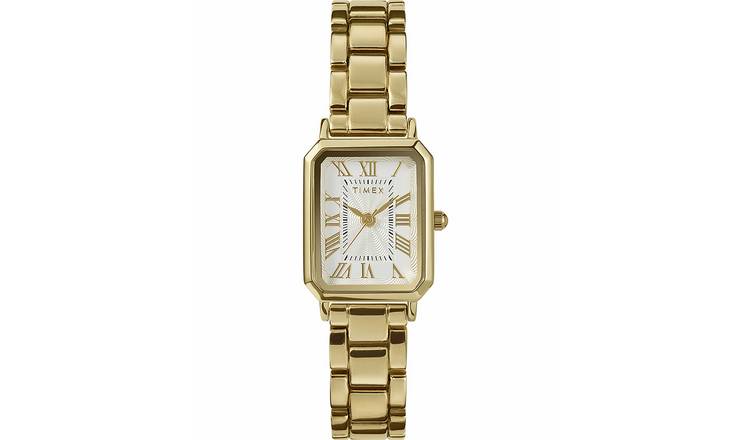 Timex Women's Dress White Dial Gold Tone Bracelet Watch