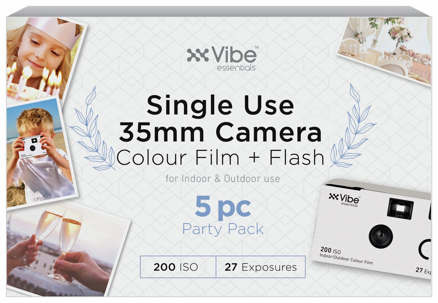 VIBE Single Use Camera – 27 Shots with Flash 5PC Party Pack