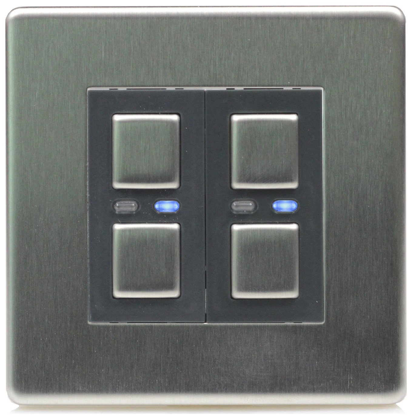 Lightwave RF 2 Gang Dimmer Switch - Stainless Steel