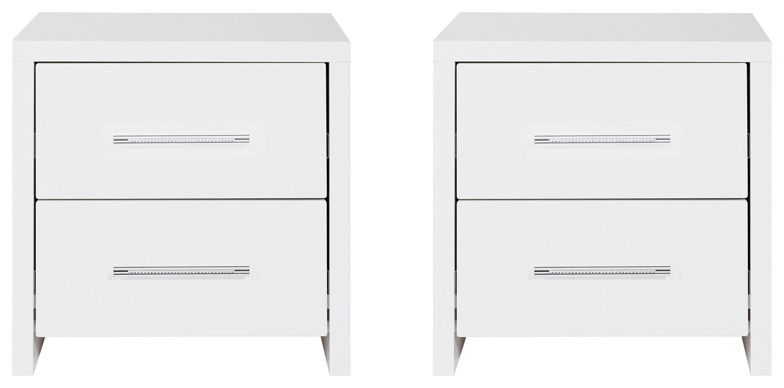 Habitat Broadway Gloss 2 Bedside Tables Set - White