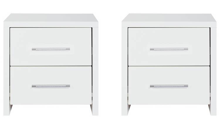 Buy Argos Home Broadway Gloss 2 Bedside Tables Set White