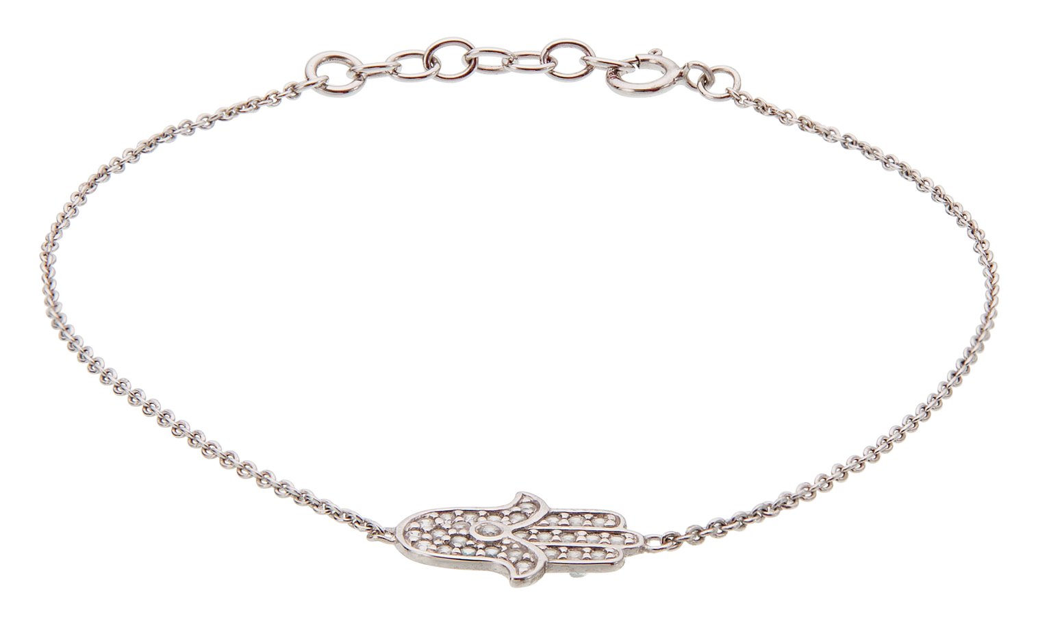 Revere Sterling Silver Cubic Zirconia Hamsa Hand Bracelet