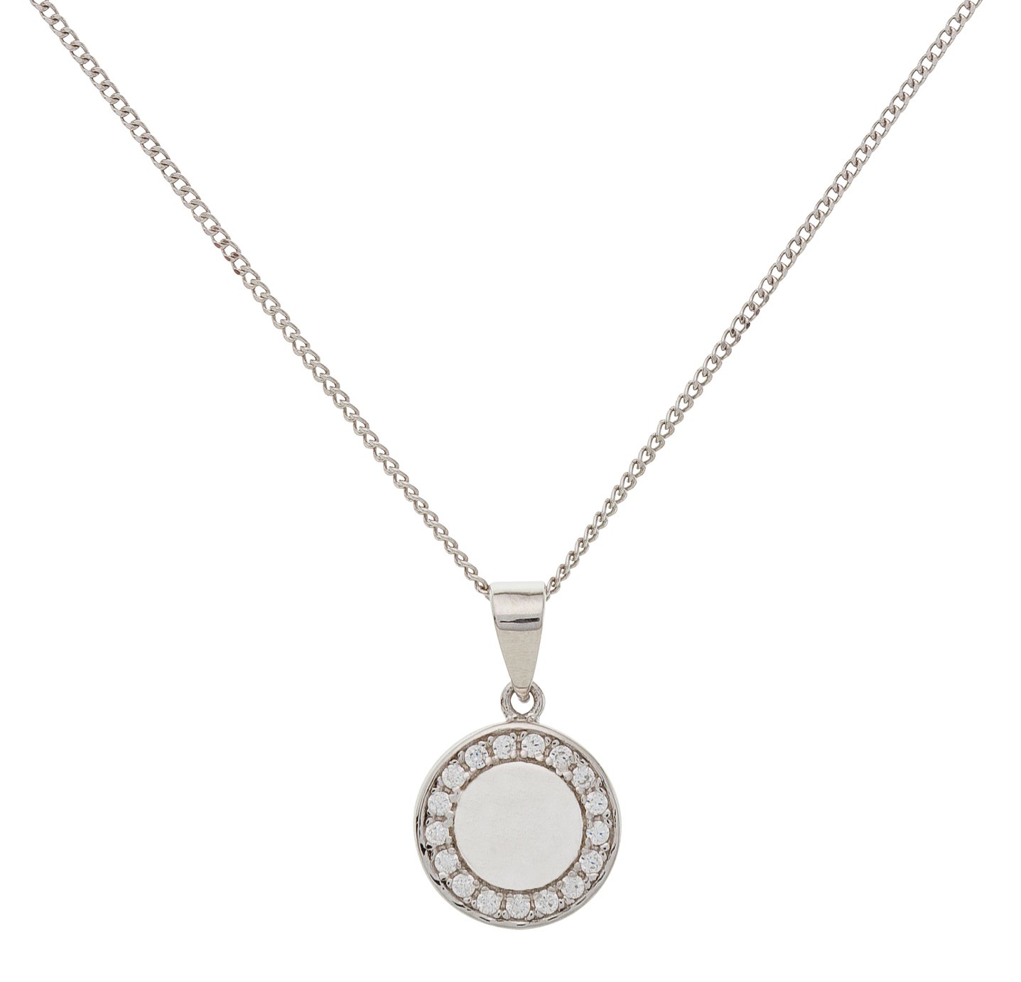 Revere Sterling Silver Cubic Zirconia Pave Halo Pendant
