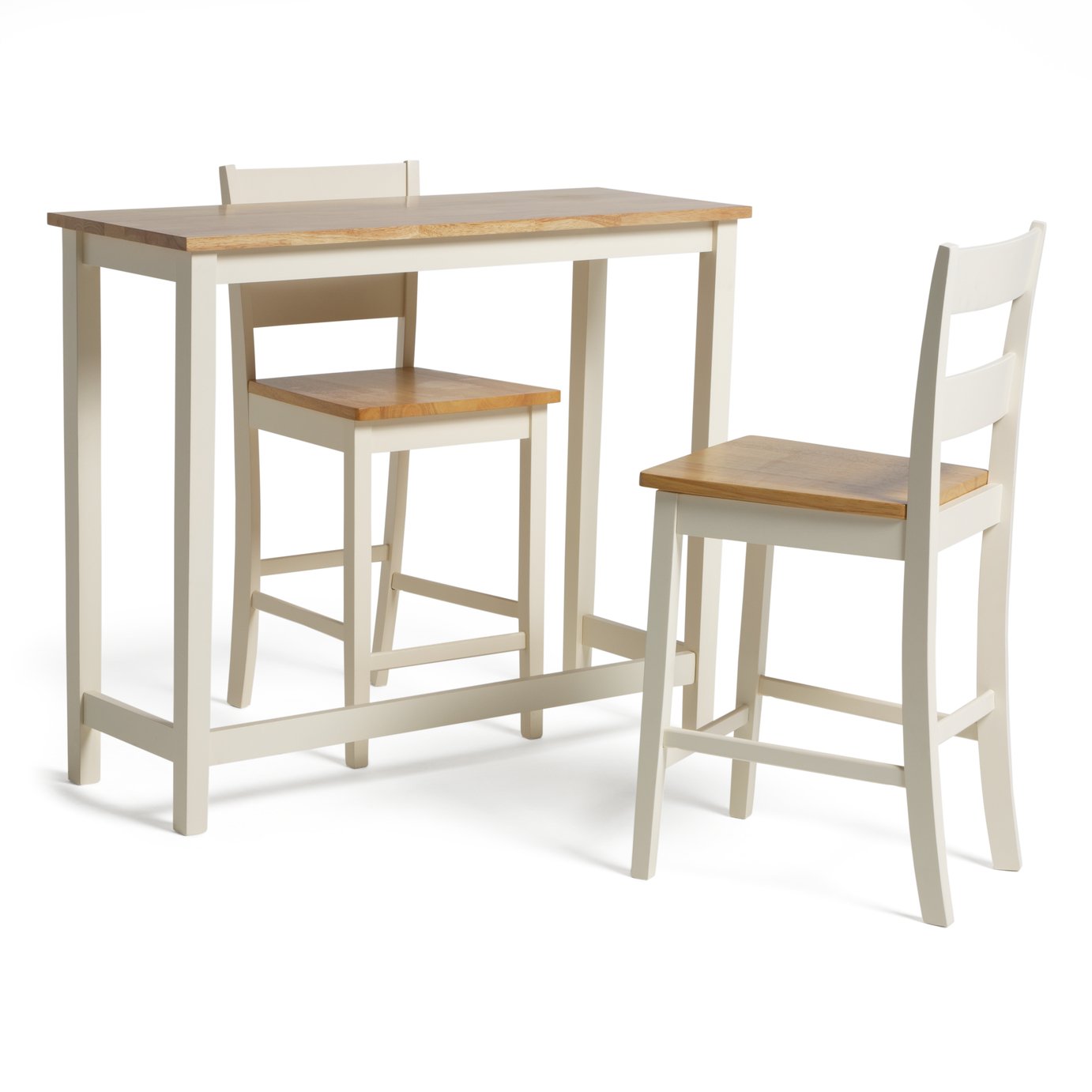 Habitat Chicago Solid Wood Bar Table & 2 Two Tone Stools
