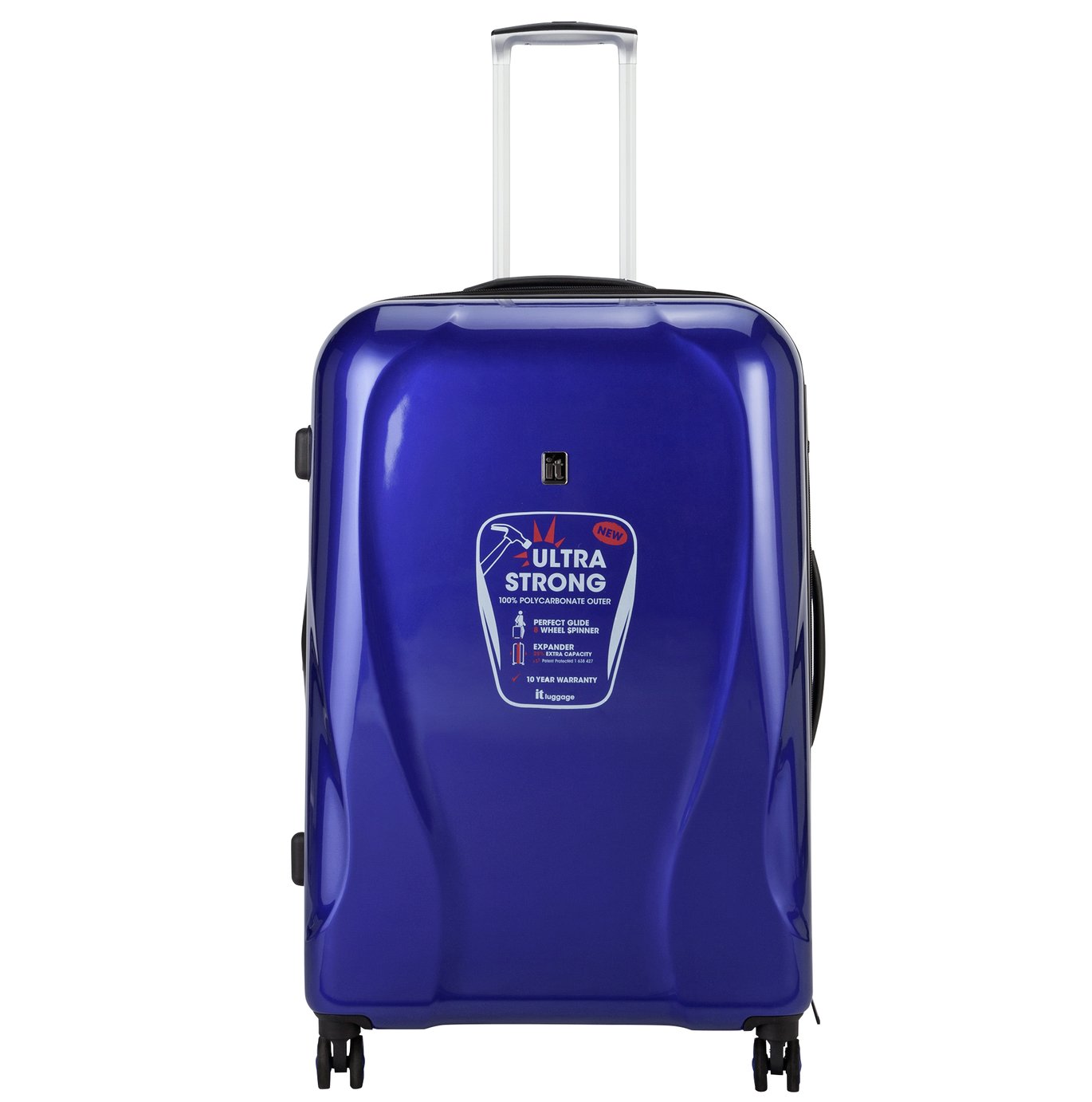 IT Luggage High Shine Hard 8 Wheel Large Suitcase - Blue