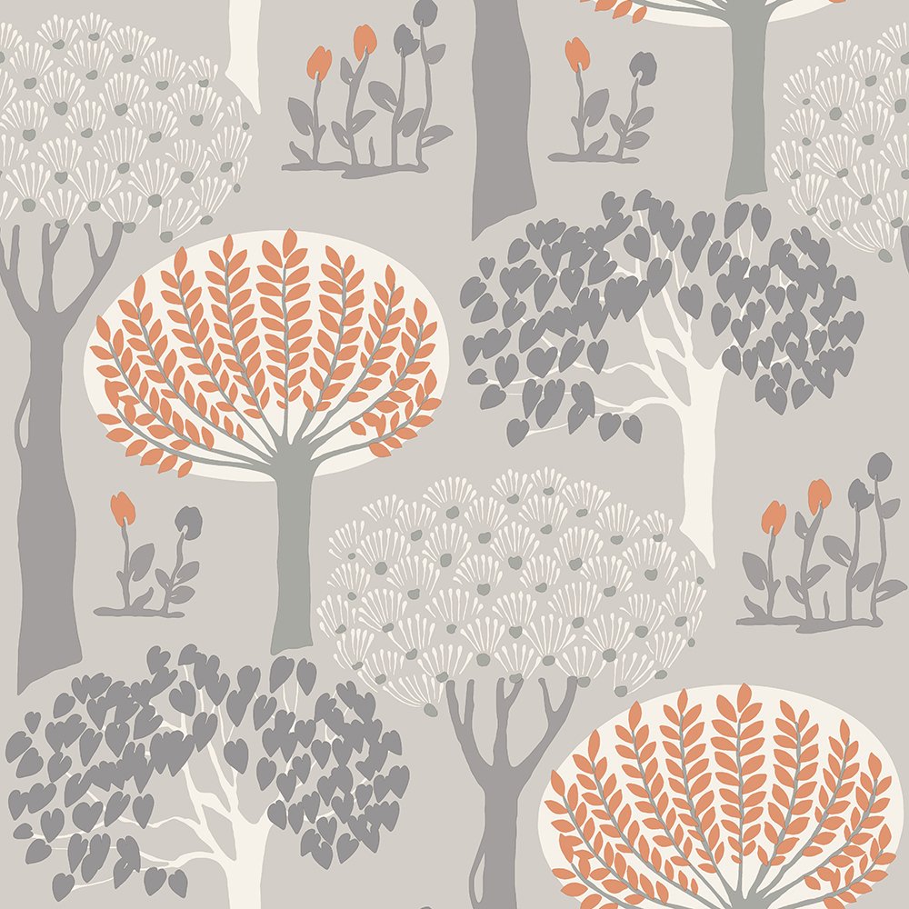 Arthouse Bernwood Wallpaper - Orange & Grey