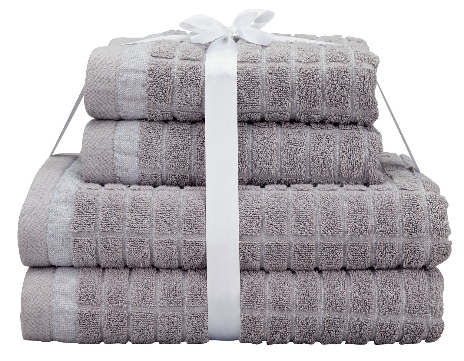 Argos Home 4 Piece Gridded Towel Bale - Glacier Grey