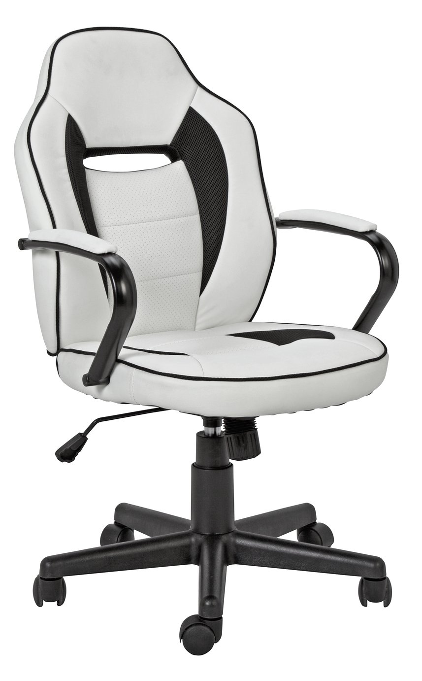 Argos Home Faux Leather Mid Back Gaming Chair -White & Black Review