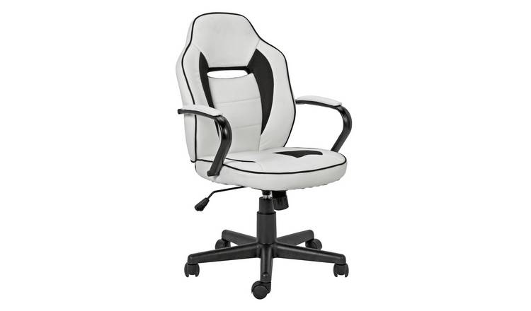 Buy Argos Home Faux Leather Mid Back Gaming Chair -White & Black