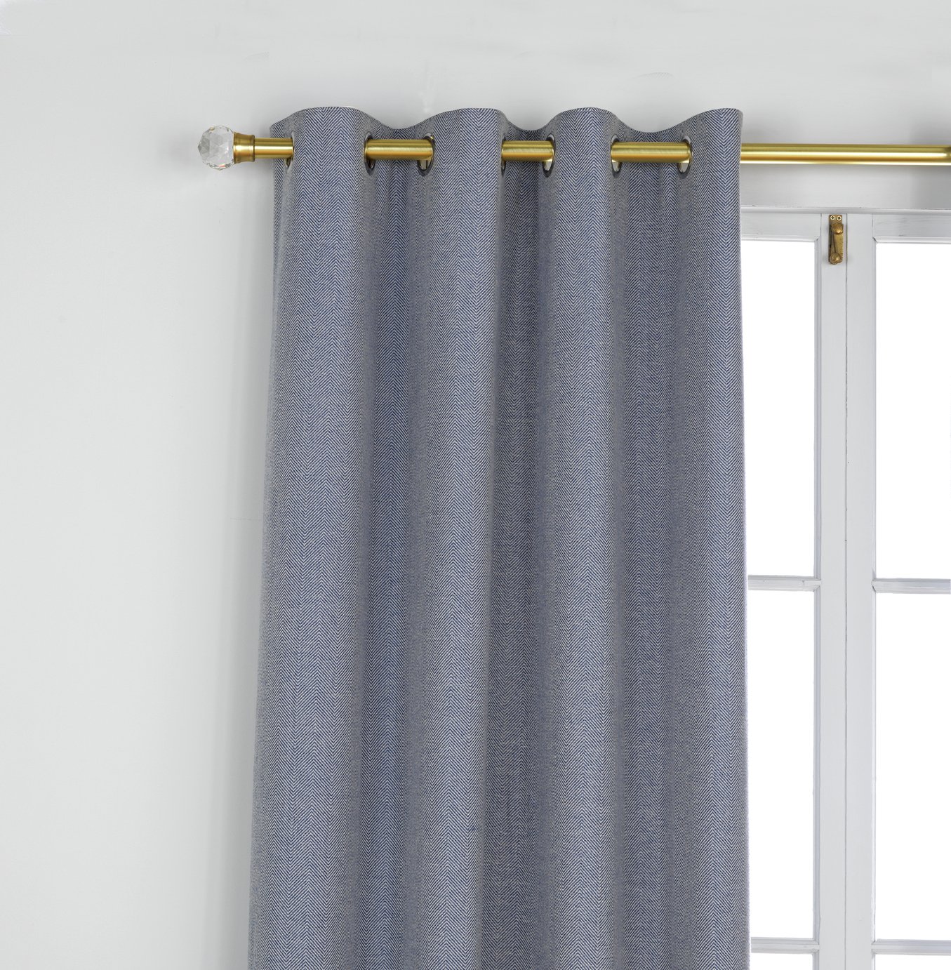 Argos Home Herringbone Curtains - 229x229cm - Navy