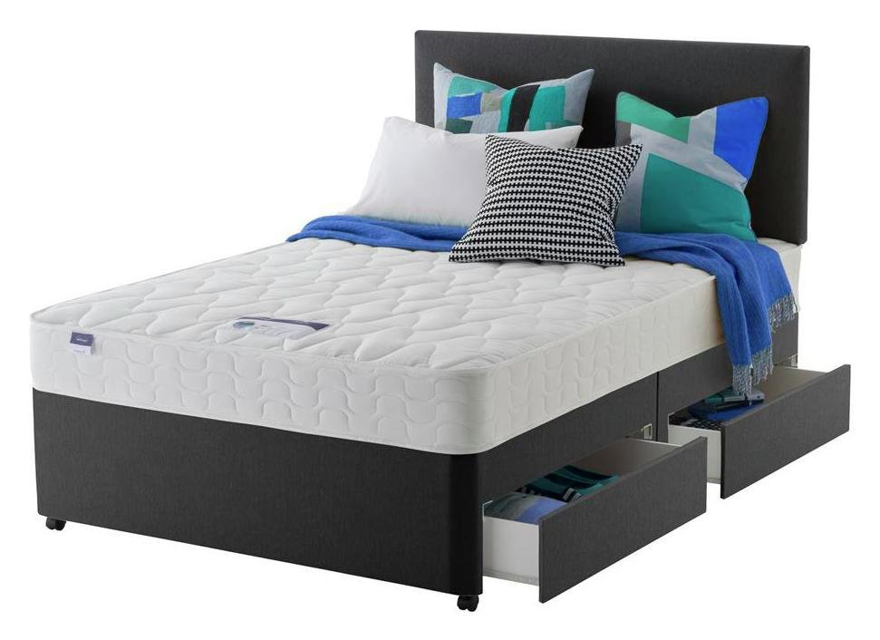 Silentnight Travis 4Drw Superking Divan & Headboard-Charcoal Review