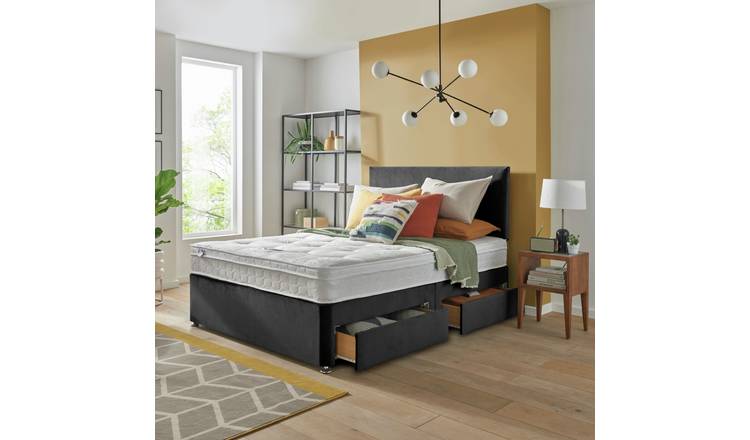 Silentnight Travis Double Ortho 4 Drawer Divan Bed- Charcoal