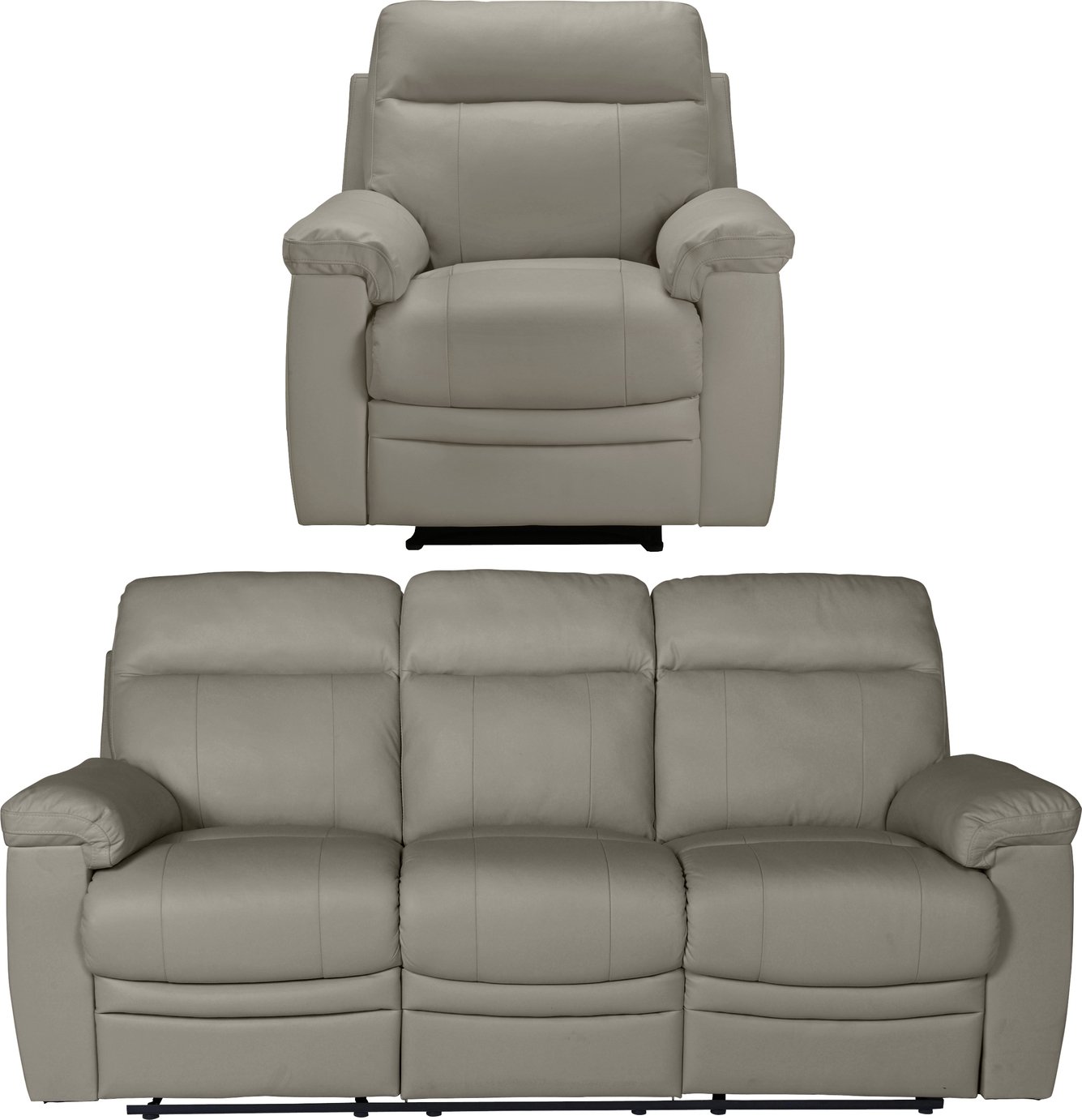 Argos Home Paolo Chair & 3 Seater Manual Recliner Sofa -Grey