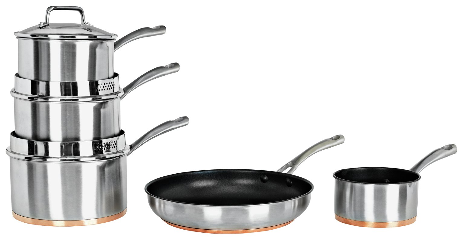 Argos Home 5 Piece Copper Based Pan Set