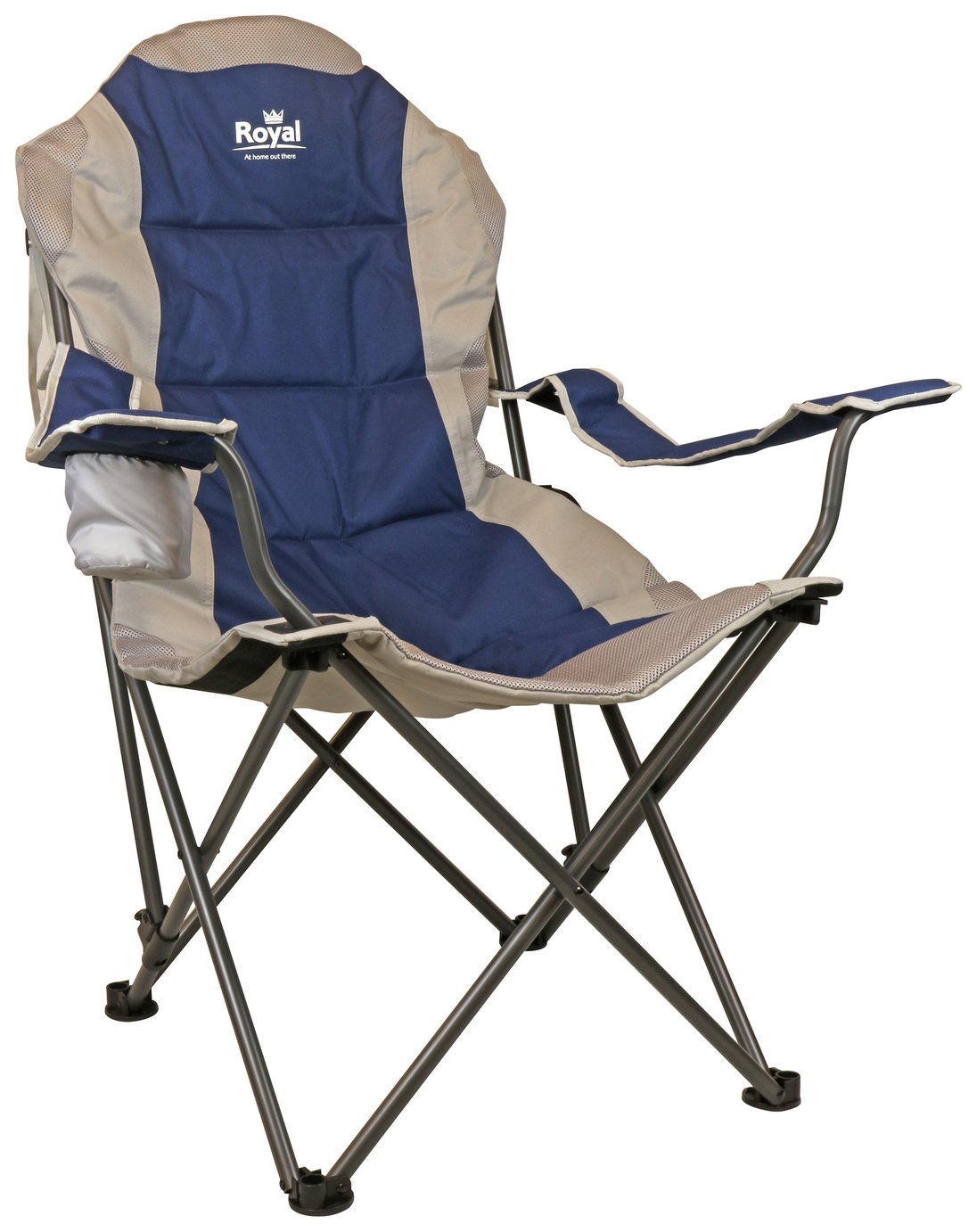 Royal Adjustable Camping Chair Blue Silver 8038366 Argos