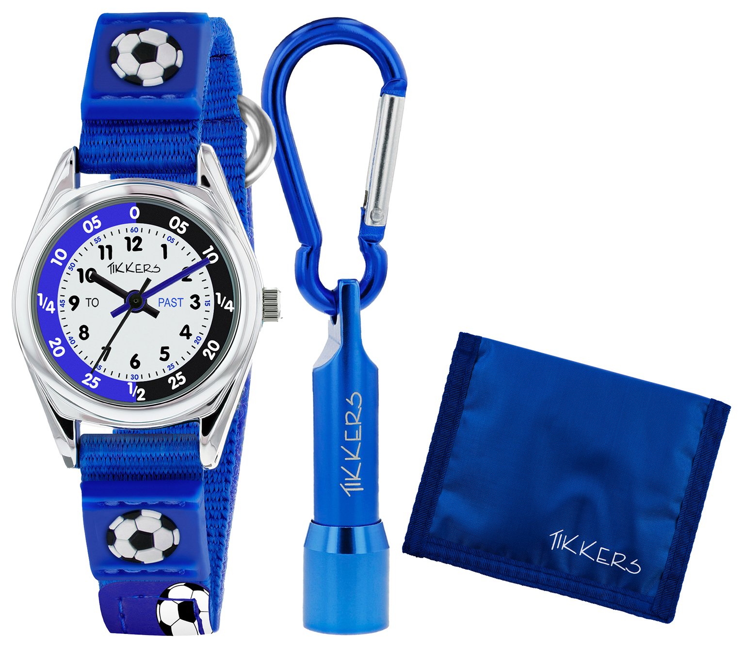 Tikkers Kids Blue Football Watch, Torch and Wallet Set