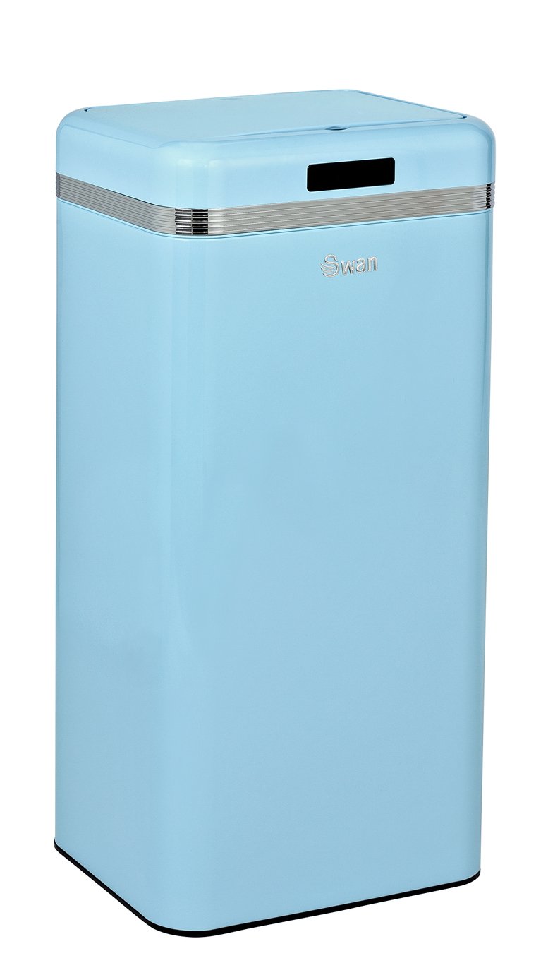 Swan 45 Litre Square Retro Sensor Bin - Blue