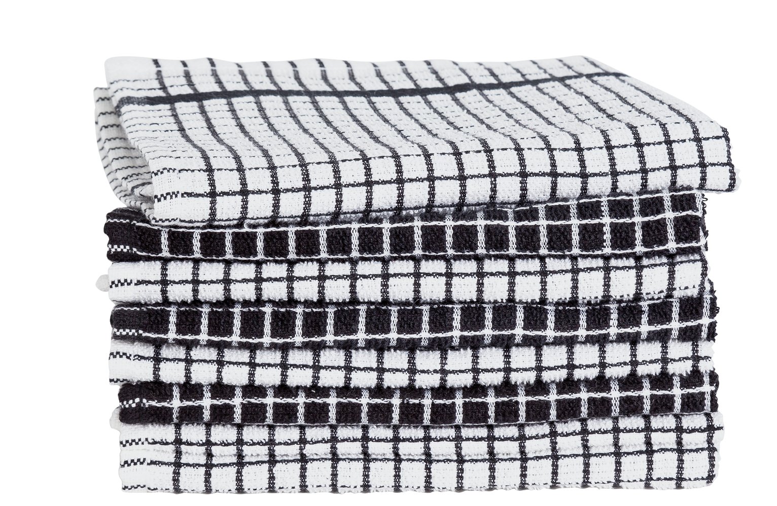 Argos Home Pack of 8 Terry Tea Towels - Black and White