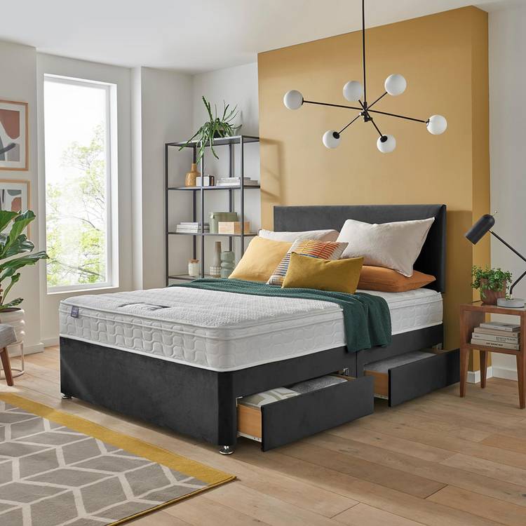 Silentnight Travis Small Double 4 Drawer Divan Bed- Charcoal 0