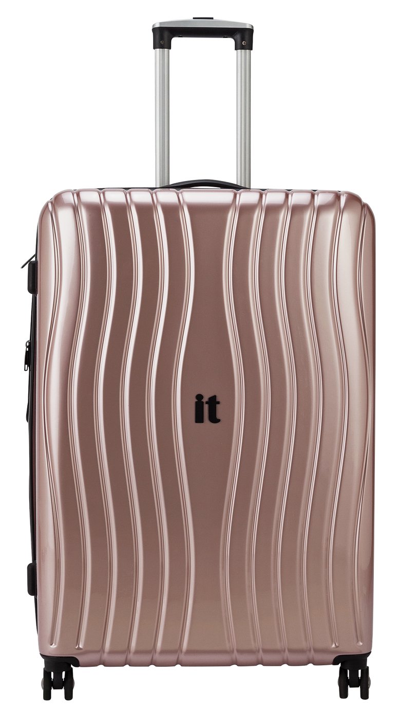 IT Luggage Hard 8 Wheel Large Suitcase - Metallic Rose Gold