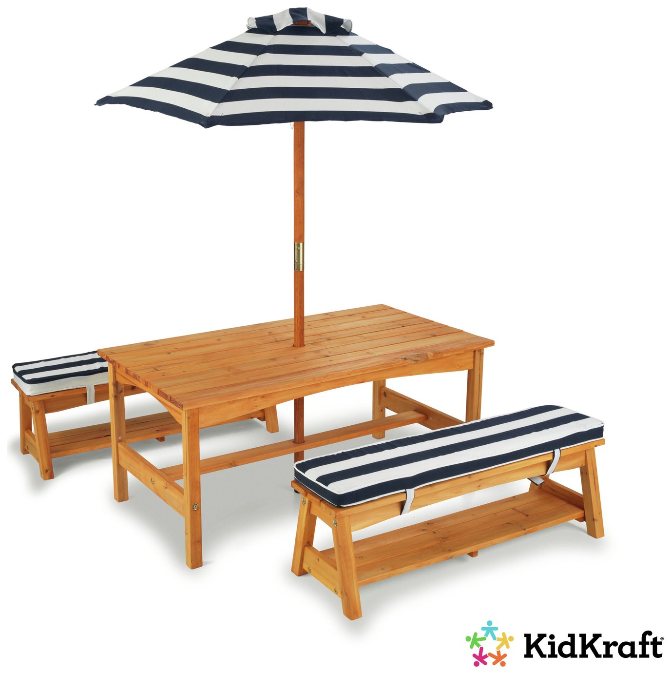 KidKraft Outdoor Table And Bench Set - Navy And White