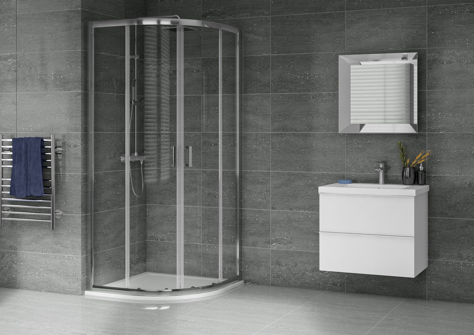 Aqualux 800mm x 800mm Quadrant Enclosure & Shower Tray