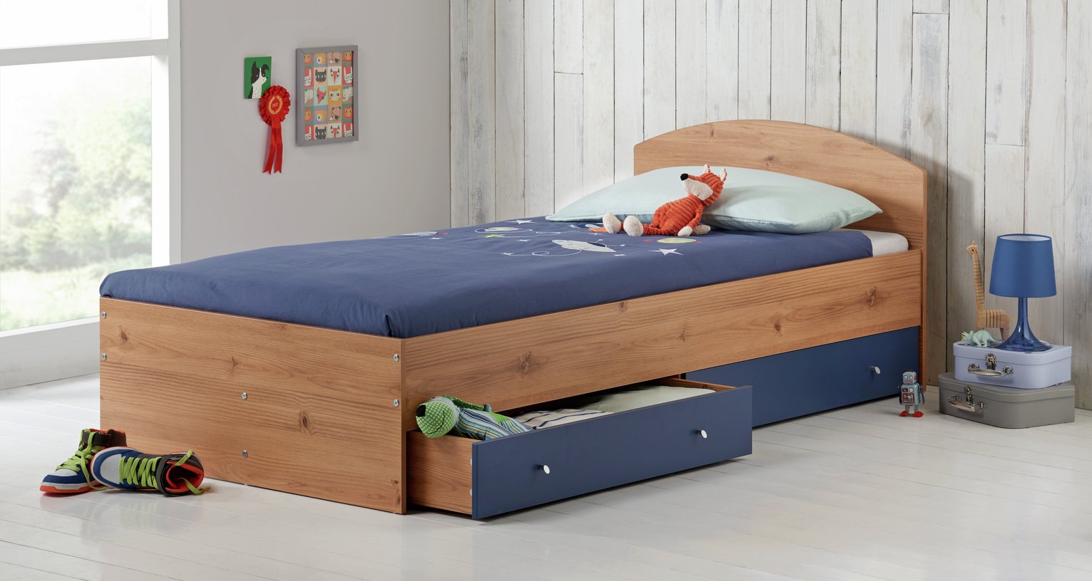 Argos Home Malibu Blue & Pine Single Bed Frame