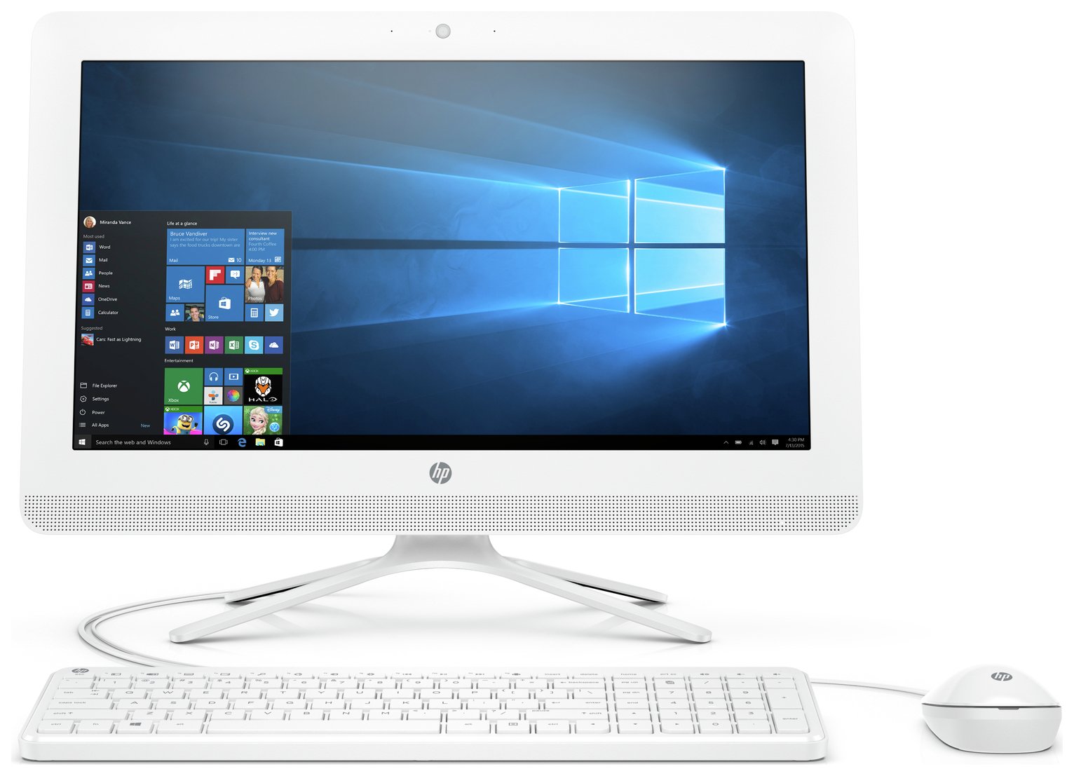 HP 19.5 Inch i3 4GB 1TB All-in-One PC - White