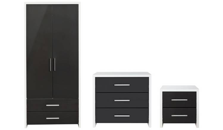 Buy Argos Home Broadway Gloss 3 Piece Wardrobe Set -Black ...