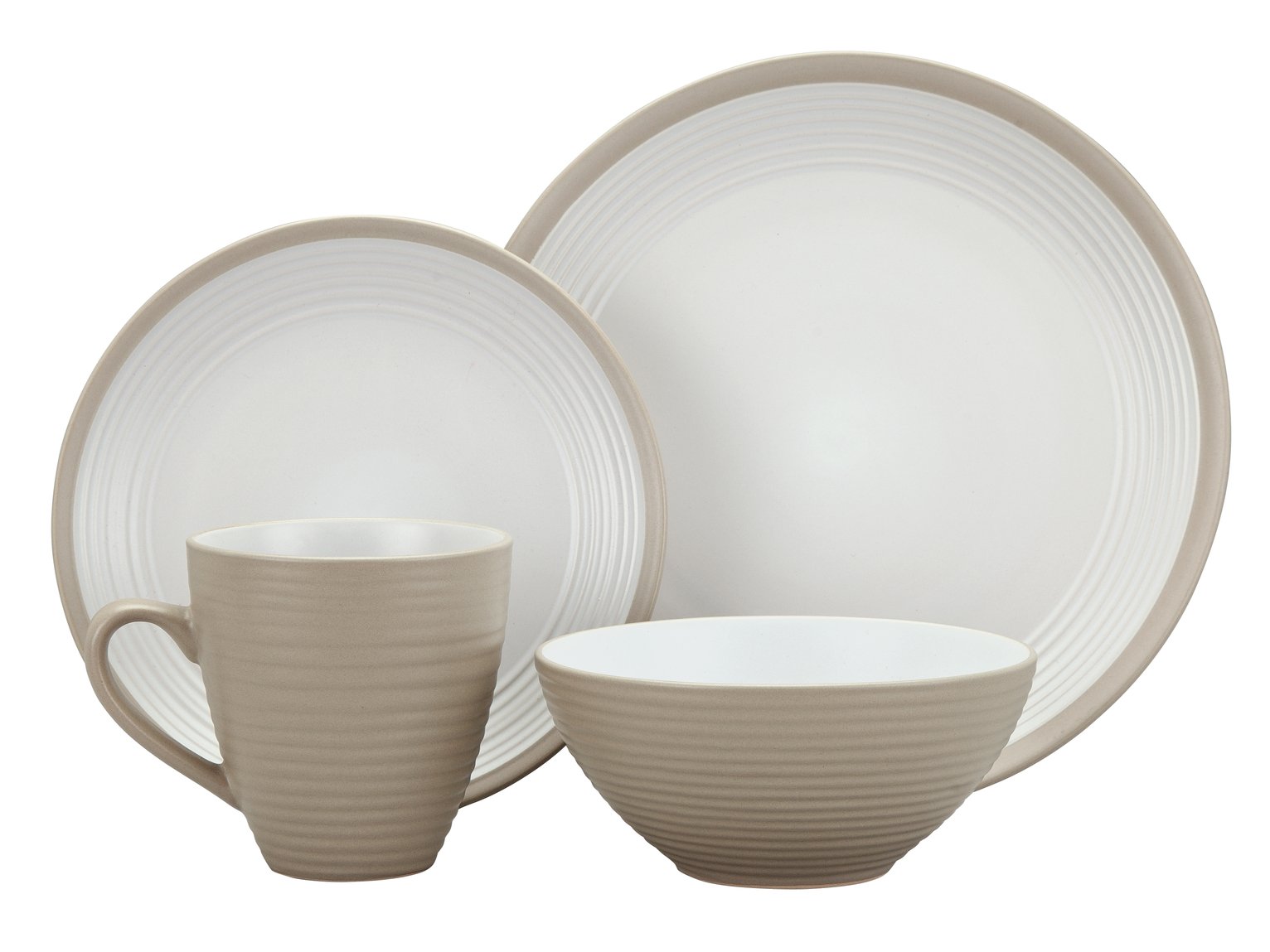 Argos Home Ribbed 16 Piece Dinner Set - Warm Natural