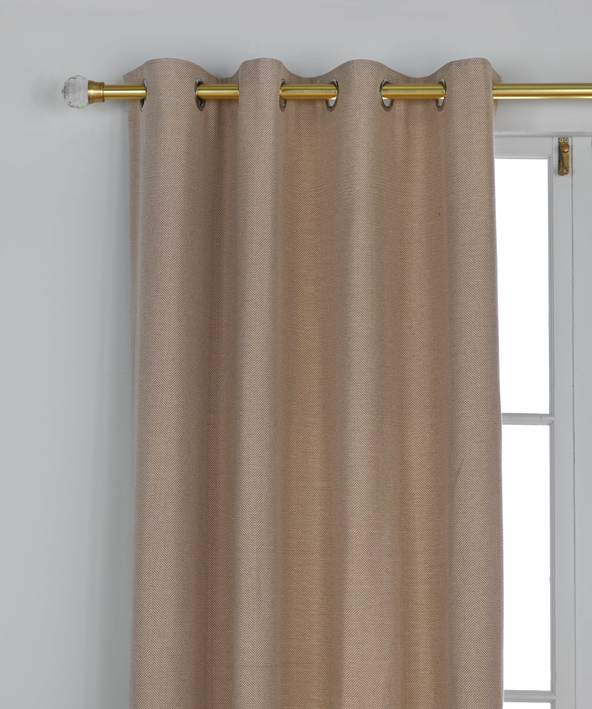 Argos Home Herringbone Curtains - 168x183cm - Oatmeal