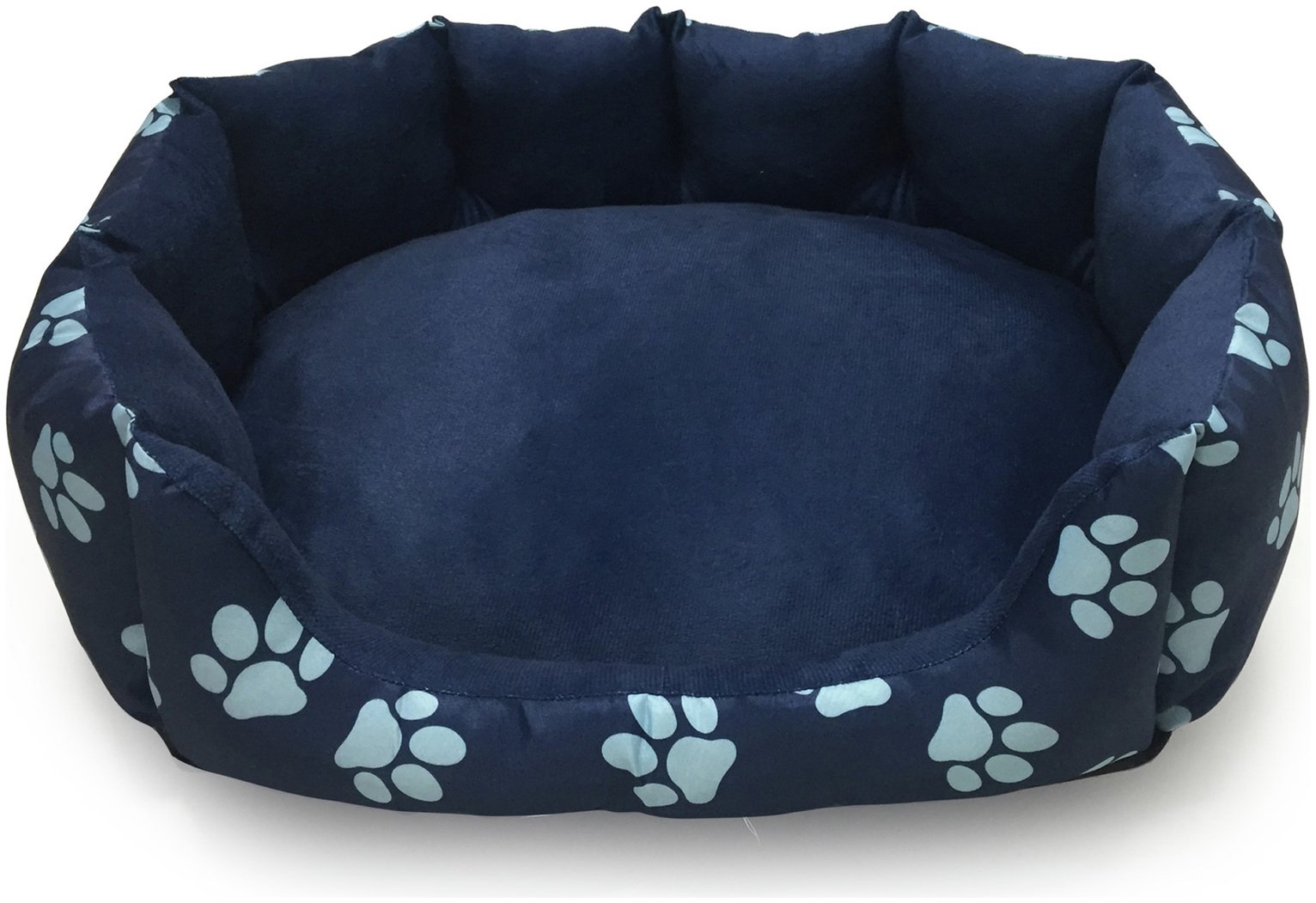 Paw Print Oval Navy Pet Bed - Large