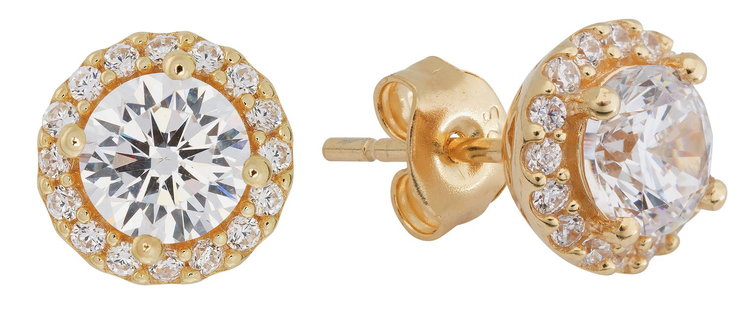 Revere 18ct Gold Plated Silver CZ Halo Stud Earrings review