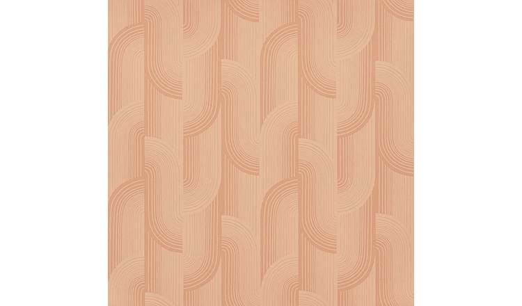 Grandeco Boutique Romanie Art Deco Embossed Wallpaper - Coral