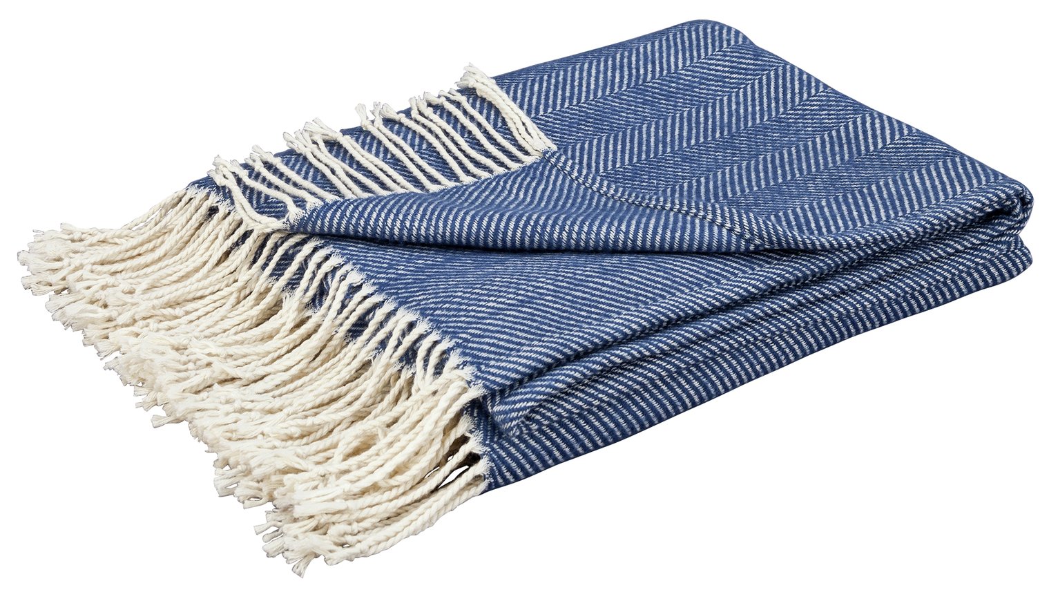 Argos Home Herringbone Throw - Navy