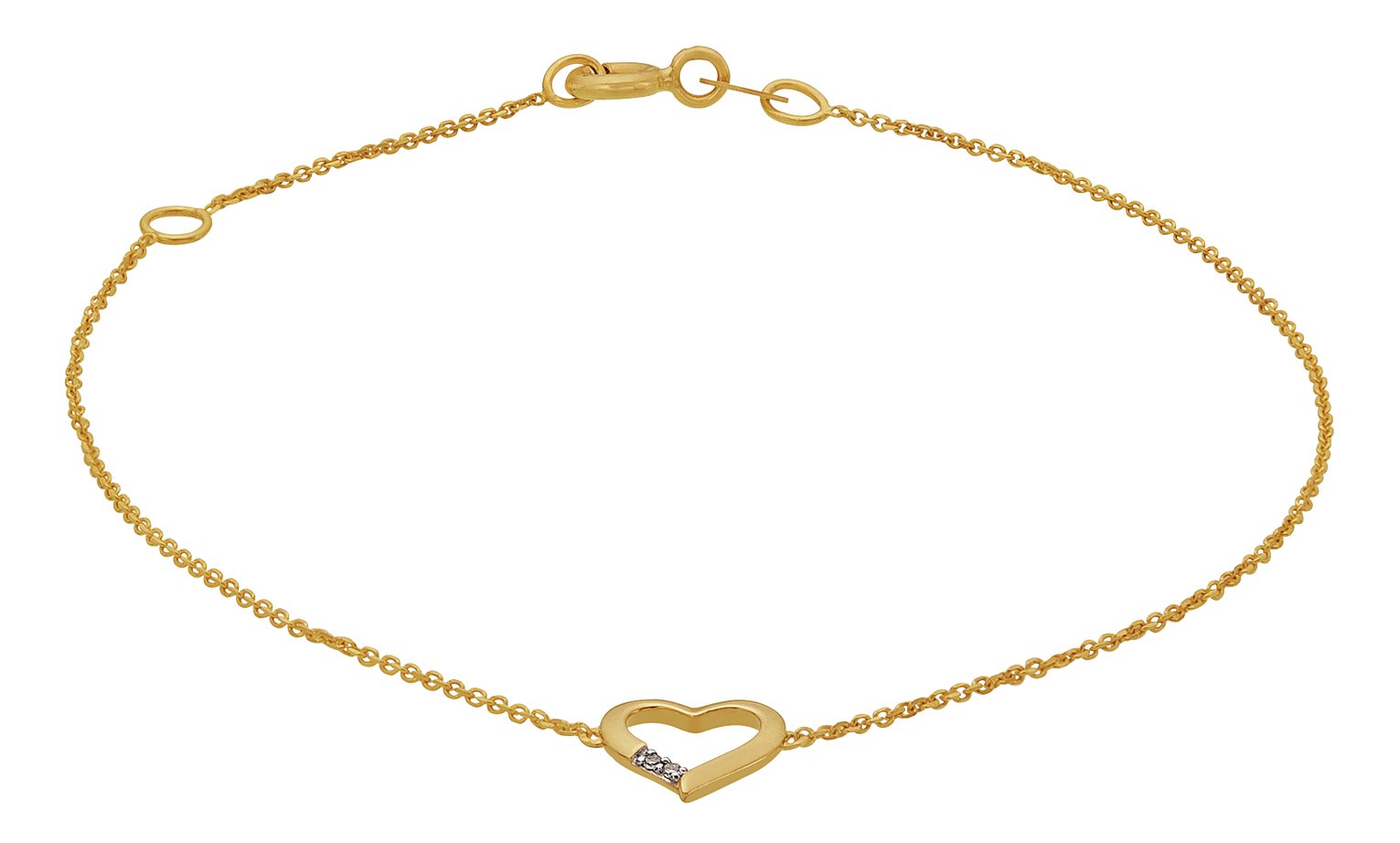 Revere 9ct Gold Diamond Accent Heart Bracelet