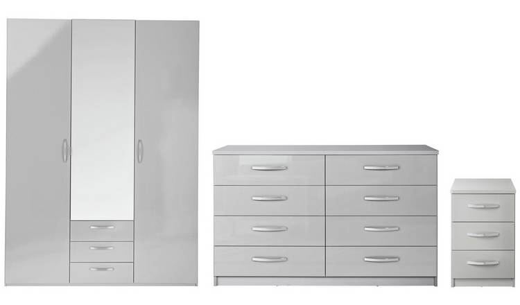 Buy Argos Home Hallingford Gloss 3 Piece Wardrobe Set Grey Bedroom Furniture Sets Argos