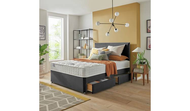 Silentnight Travis Small Double 4 Drawer Divan Bed- Charcoal